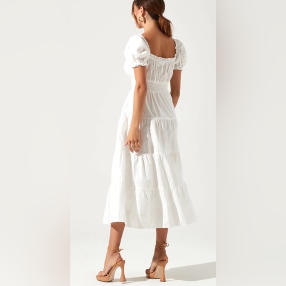 ASTR The Label White Puff Sleeve Midi Dress | Coquette Milkmaid Cottagecore‎ - Picture 2 of 7